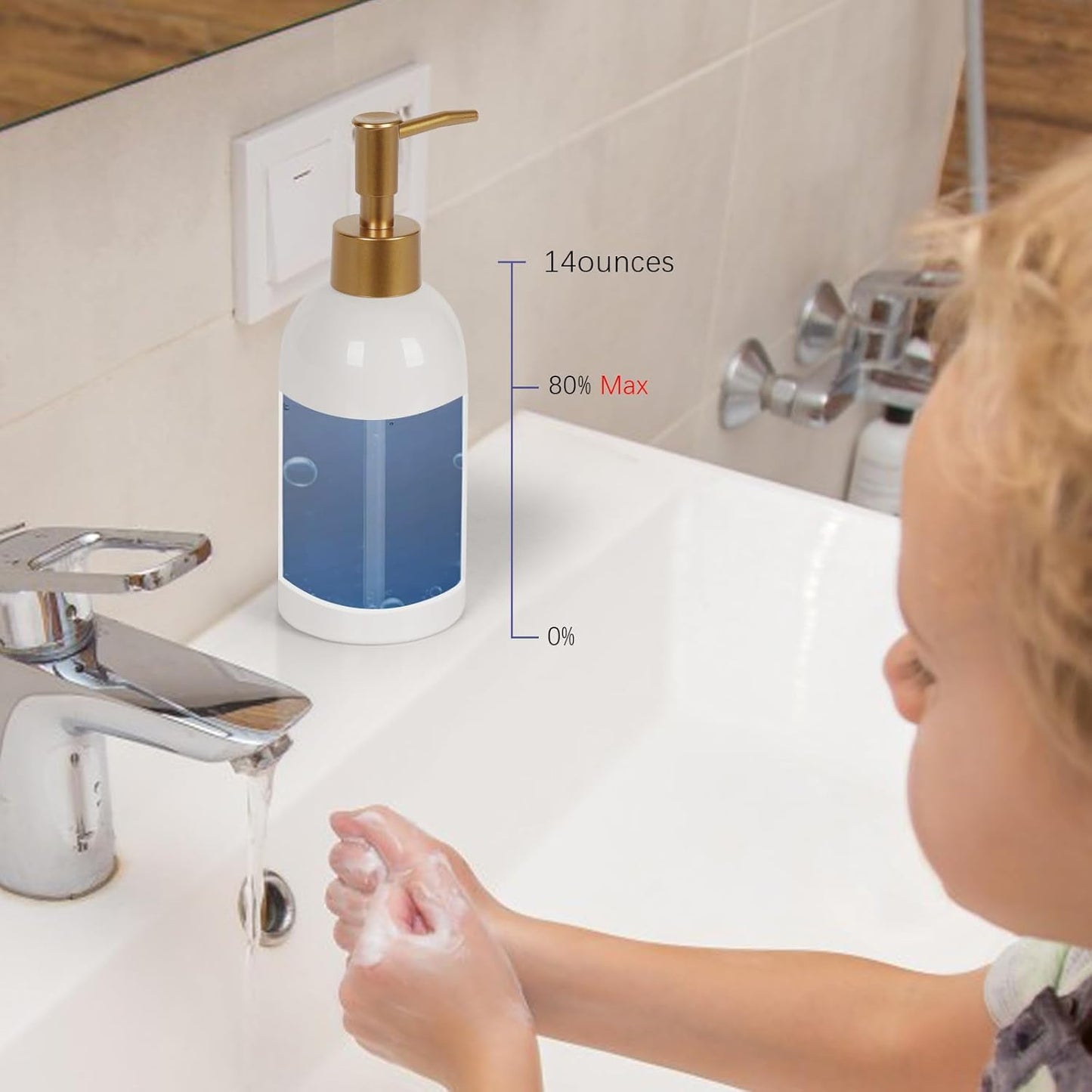 Natheeph 14OZ Ceramic Soap Dispenser Ceramic Soap Pump Dispenser Can Fill Liquid for