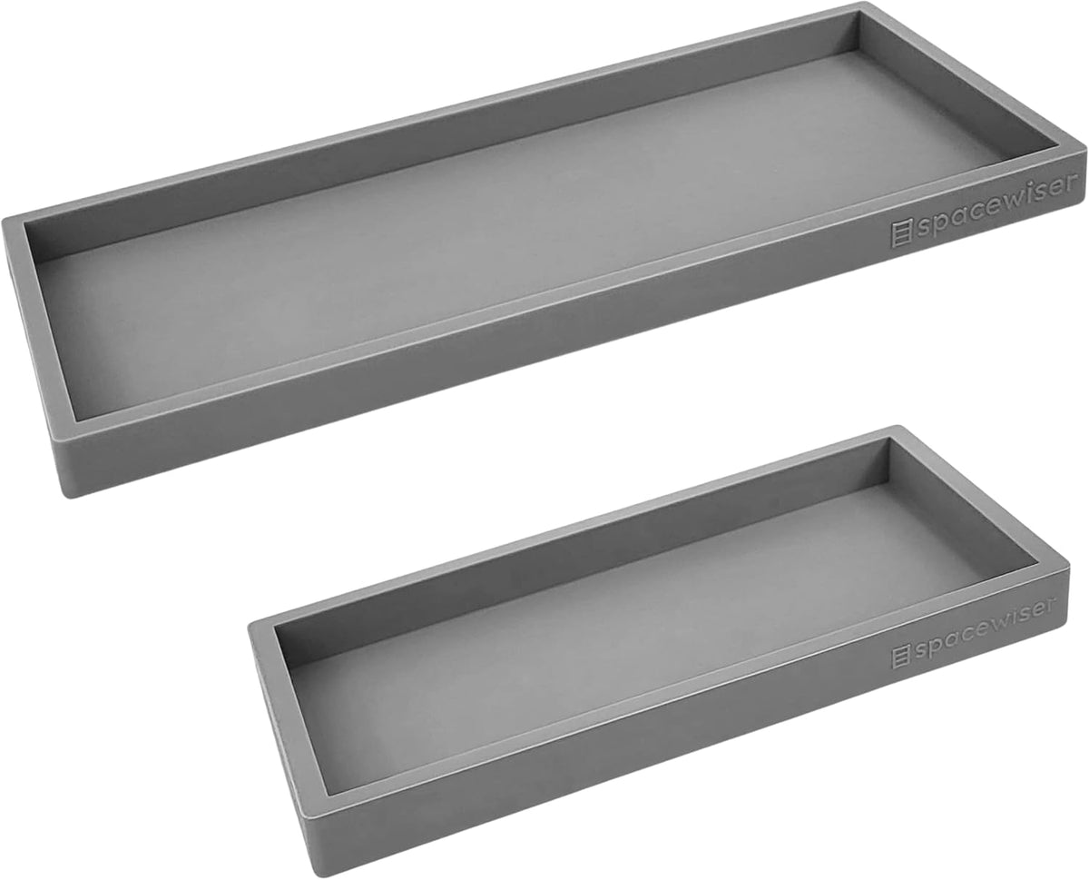 Countertop and Vanity Tray - 2 PC (11” and 7”) Shatterproof Silicone Kitchen and Bathroom Trays for