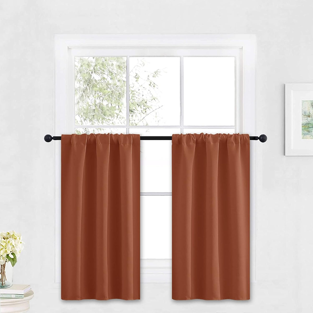 RYB HOME Bathroom Window Curtains - Super Soft Blackout Privacy Curtains for Baby Nursery Bedroom