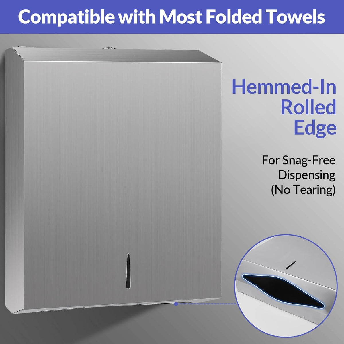 Paper Towel Dispenser Wall Mount, Brushed Stainless Steel Commercial Paper Towel Holder with Lock