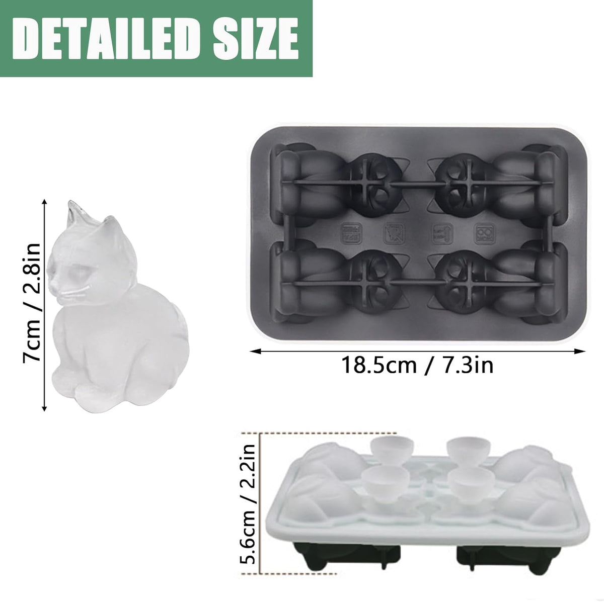 3D Cat Ice Cube Mold, Admaison Ice Cube Tray with Funnel with Funnel for Cocktails, Bourbon,Brandy