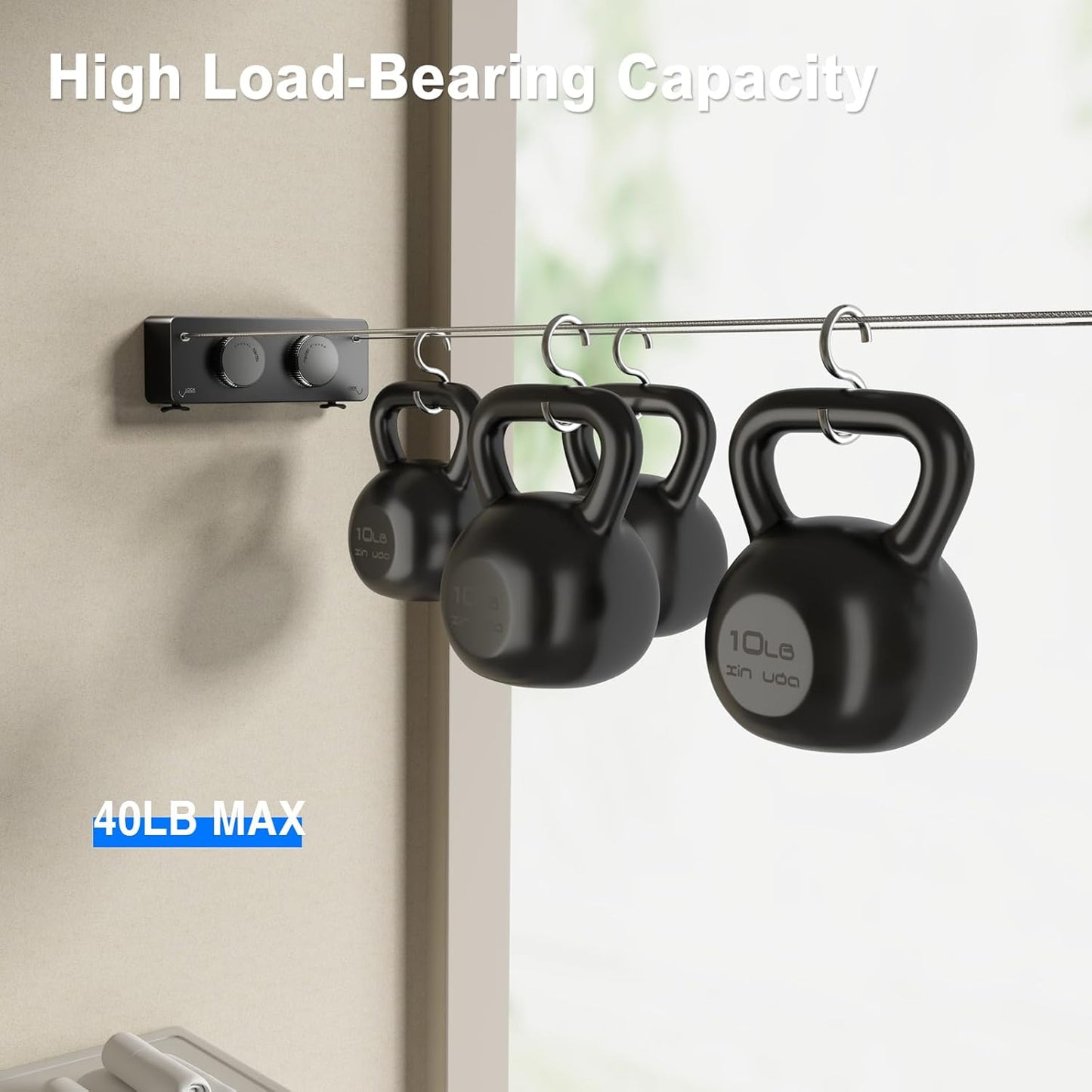 Retractable Twin Clothesline Indoor, Non-Sagging Outdoor Clothes Line Retracting Heavy Duty Clothes