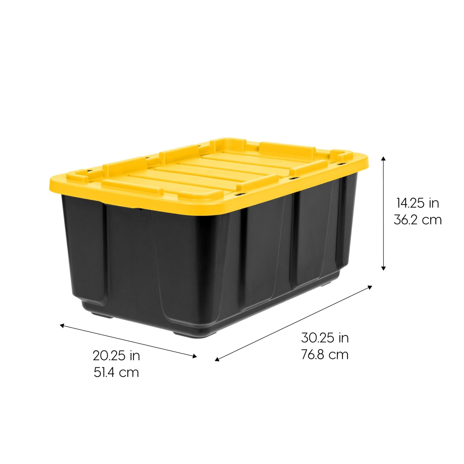 IRIS USA 2-Pack 27 Gal Heavy Duty Storage Tote Bins with Lids, Black/Yellow