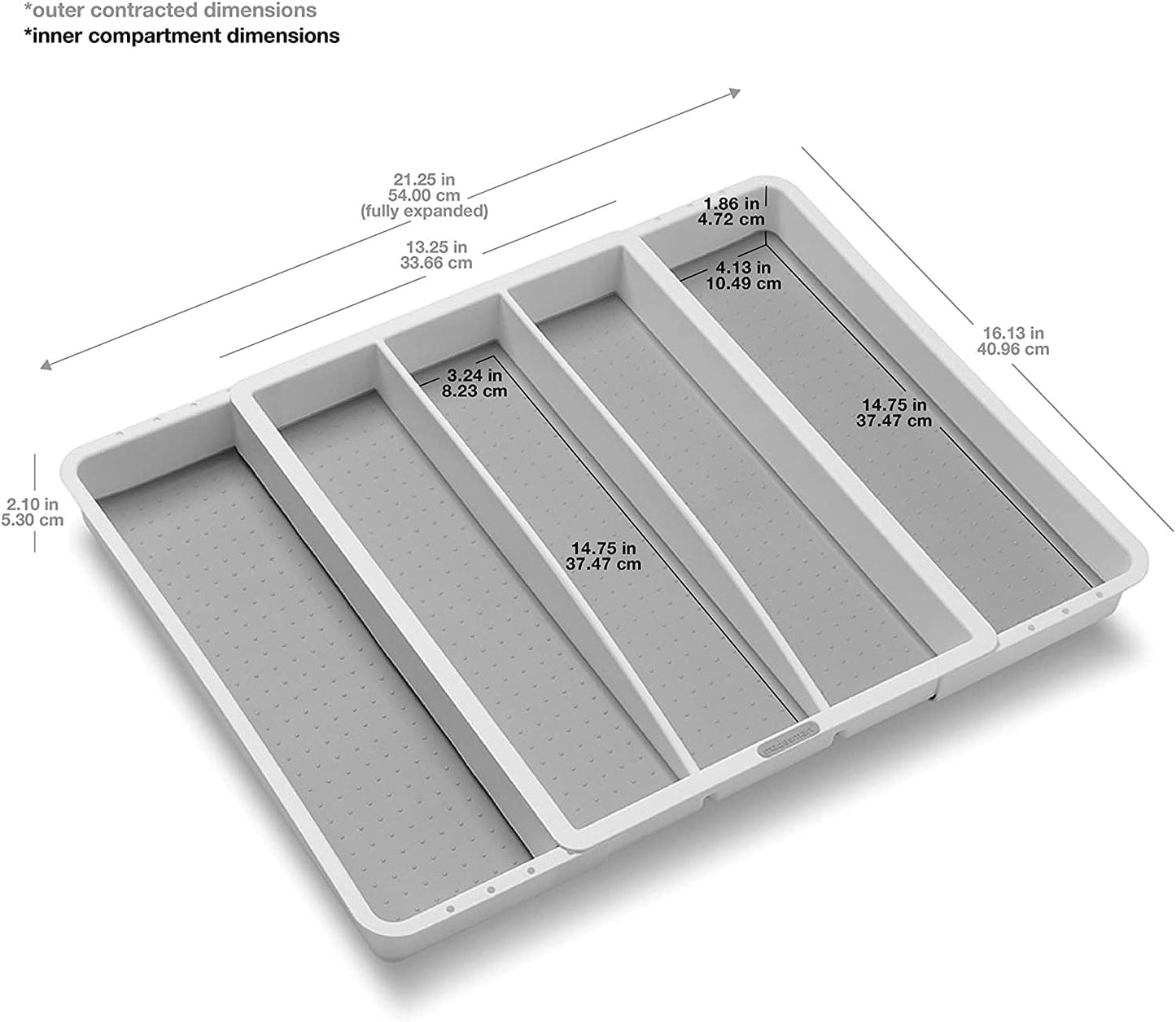 madesmart Expandable Utensil Tray-White | Classic Collection | 5-Compartments | Kitchen Organizer |