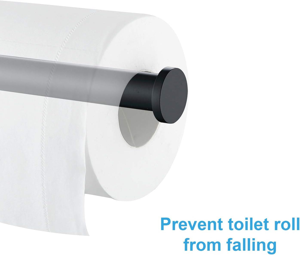 TASTOS Matte Black Toilet Paper Holder SUS304 Stainless Steel, Modern Round Tissue Roll Holders