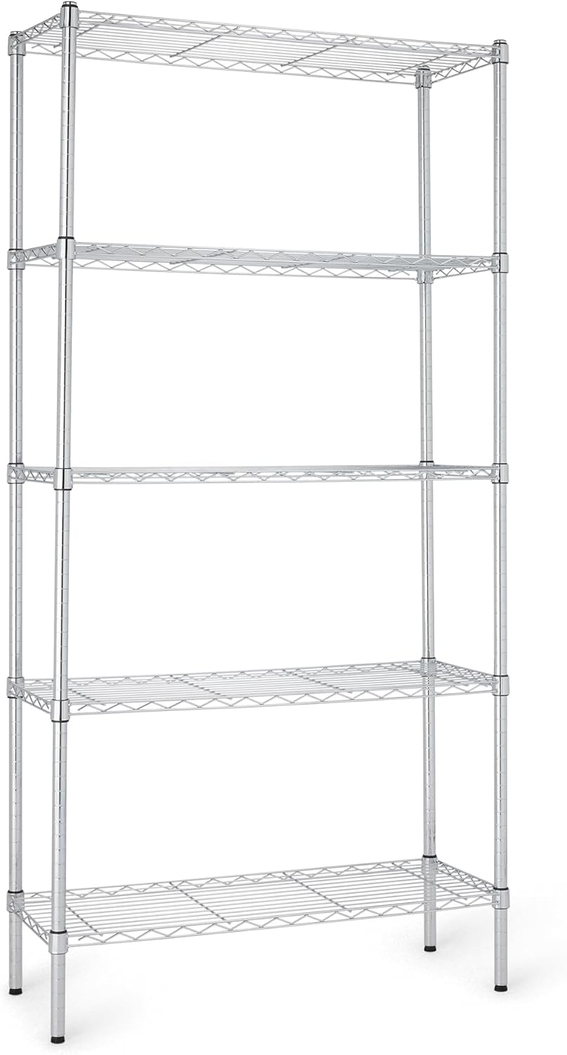 Amazon Basics 5-Shelf Adjustable Heavy Duty Steel Wire Rack Storage Shelving Organizer for Kitchen