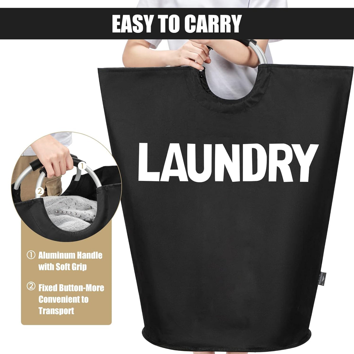 DOKEHOM 160L XX-Large Laundry Basket (7 Colors), Collapsible Laundry Bag, Foldable Laundry Hamper