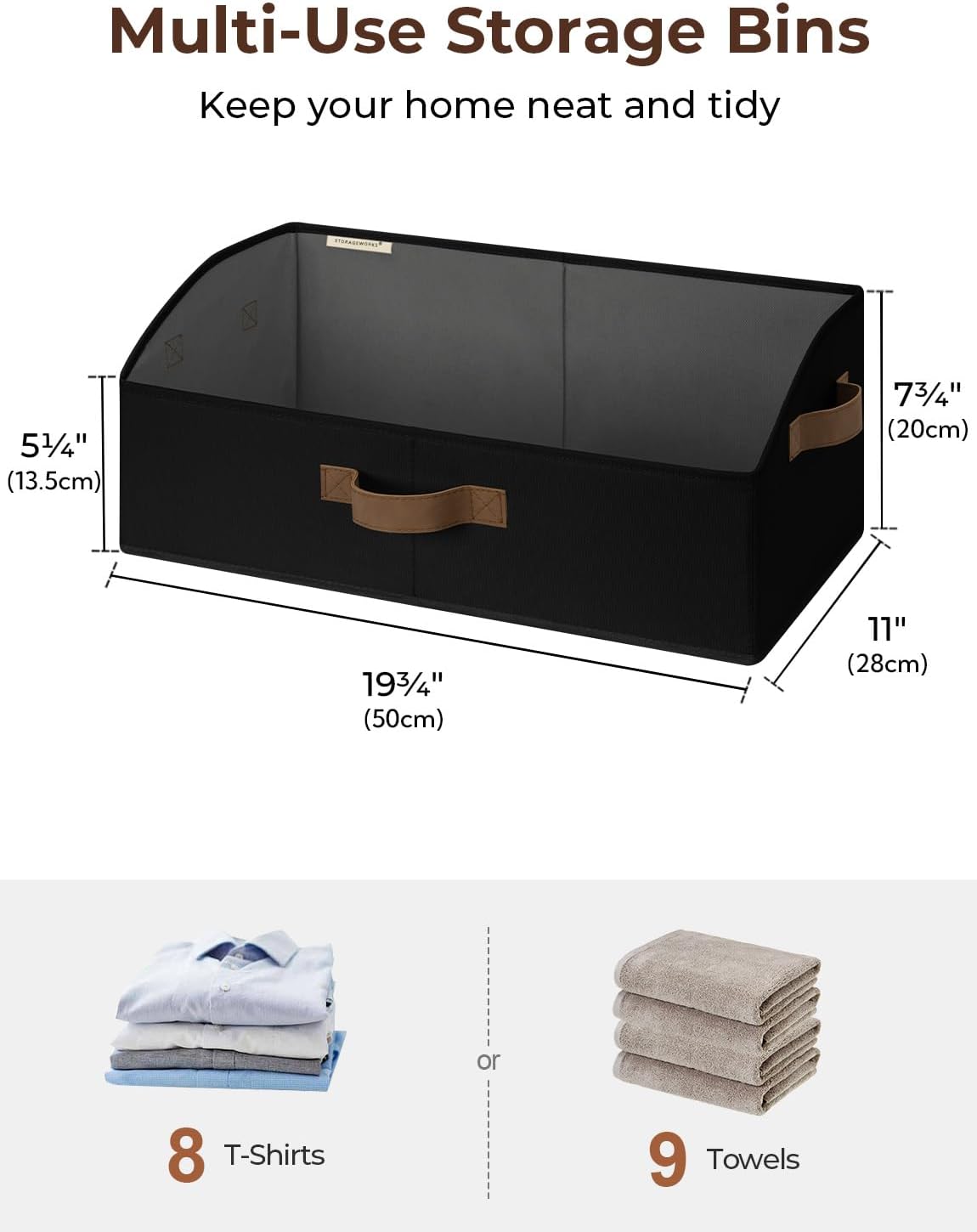 StorageWorks Closet Storage Bins, Trapezoid Organizer Box for Shelves, Fabric Clothes Bin, Foldable