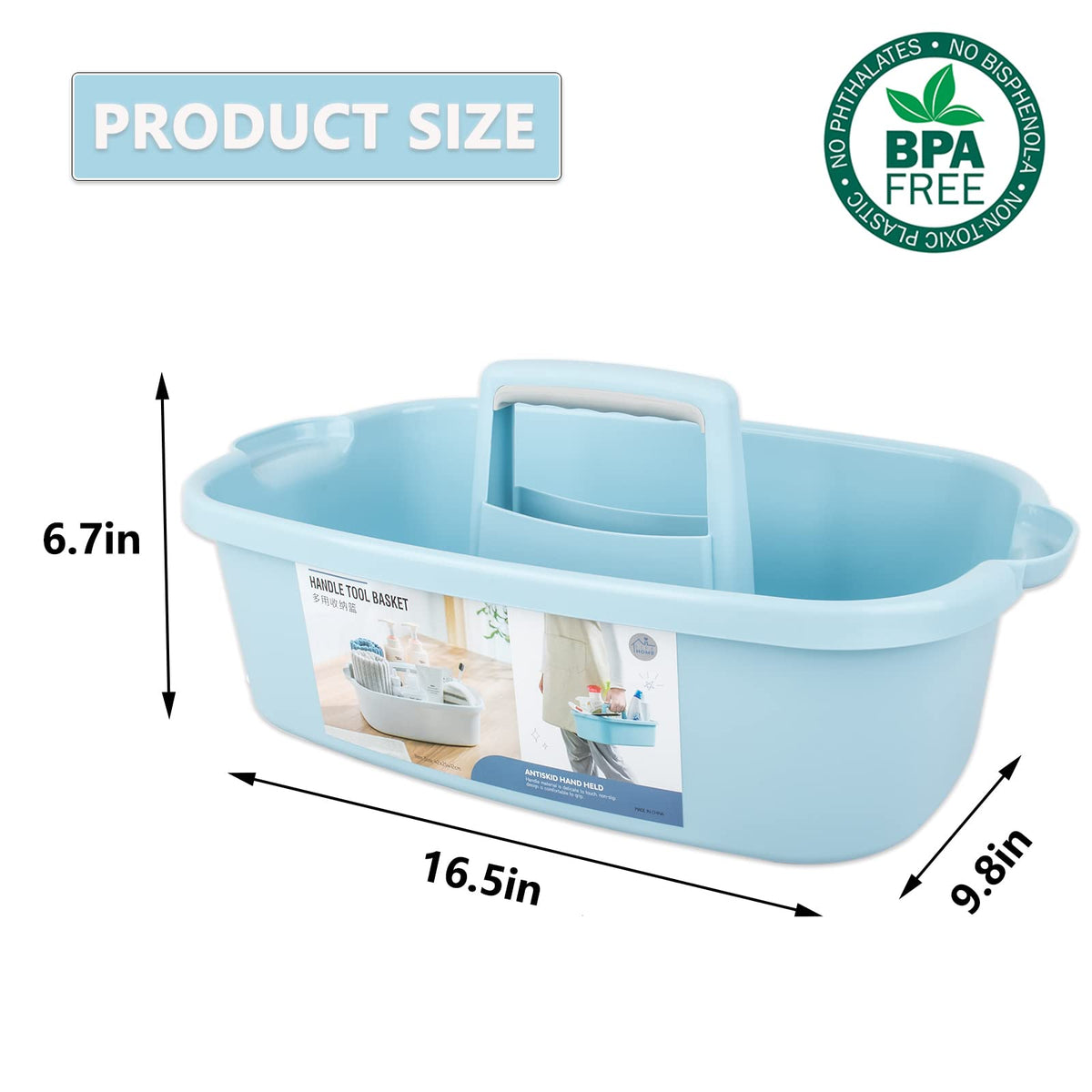 JiatuA Large Cleaning Supplies Caddy Portable Shower Caddy Basket Blue