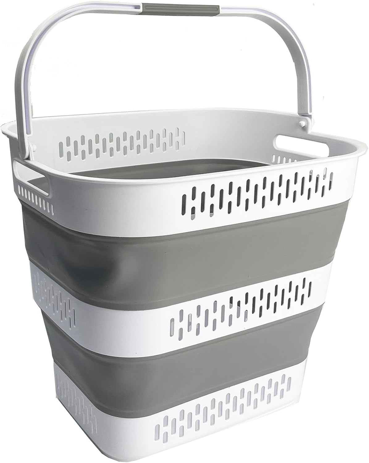 SAMMART 40L (10.5 Gallon) Collapsible Plastic Laundry Basket with Handles - Foldable Pop Up Storage
