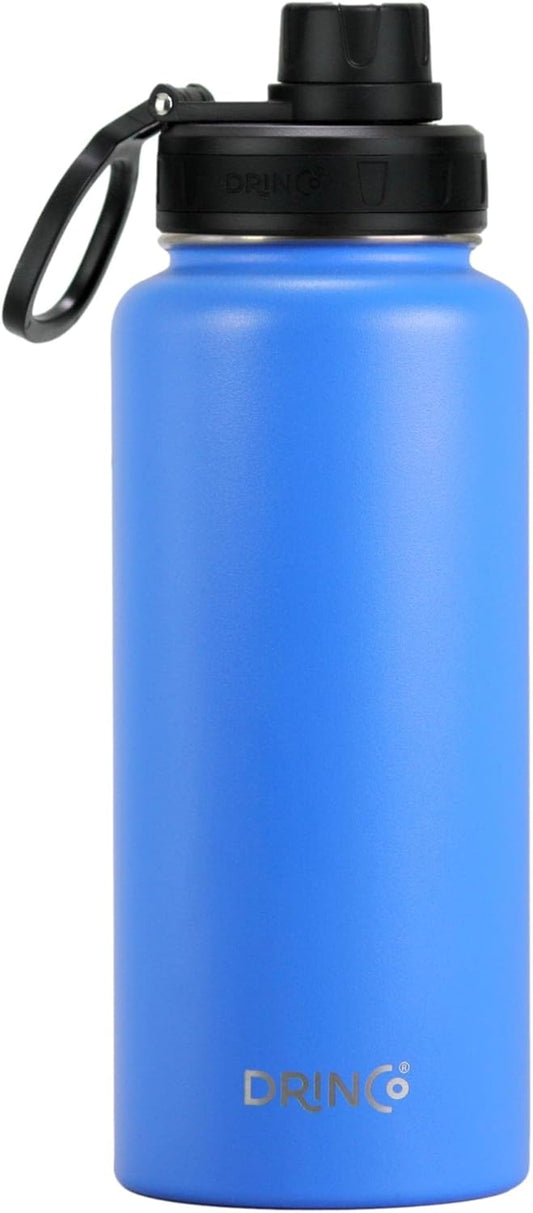 DRINCO Stainless Steel Water Bottle Spout Lid Vacuum Insulated Double Wall Water Bottle Wide Mouth