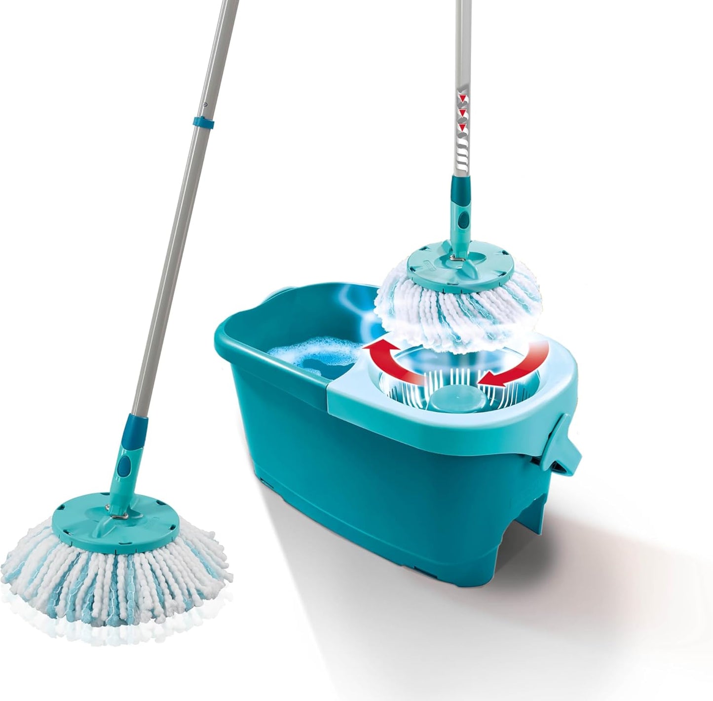 Leifheit Clean Twist Disc Mop Ergo Mop and Bucket, Floor Mop with Moisture-Controlled Spin Mop
