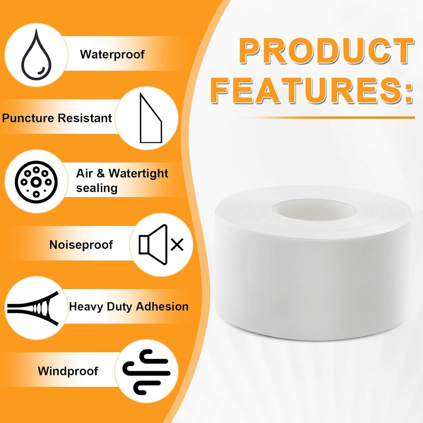 Window Weather Sealing Tape 2 Inch x 90 FT Weather Stripping Residue-Free Window Seal Insulation