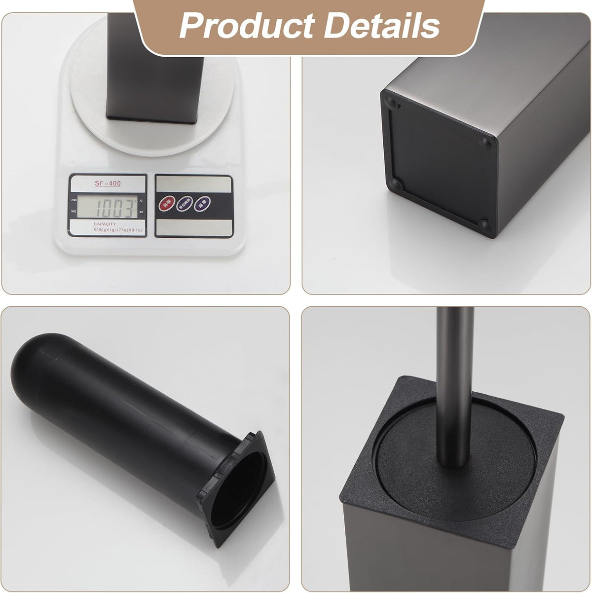 BGL Standing Toilet Brush and Holder GunGrey Aluminium Toilet Bowl Cleaner Brush and Holder for
