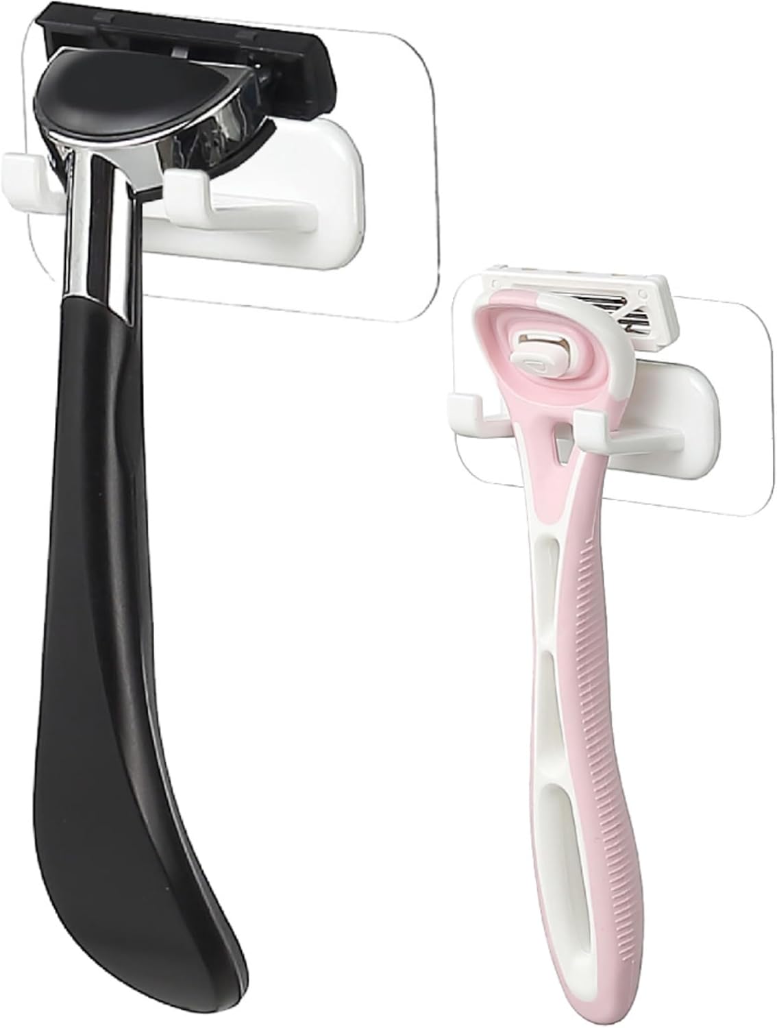 Hook LAB Self-Adhesive Shower Razor Holder, 2-Pack, Removable & Reusable Waterproof Hooks, for