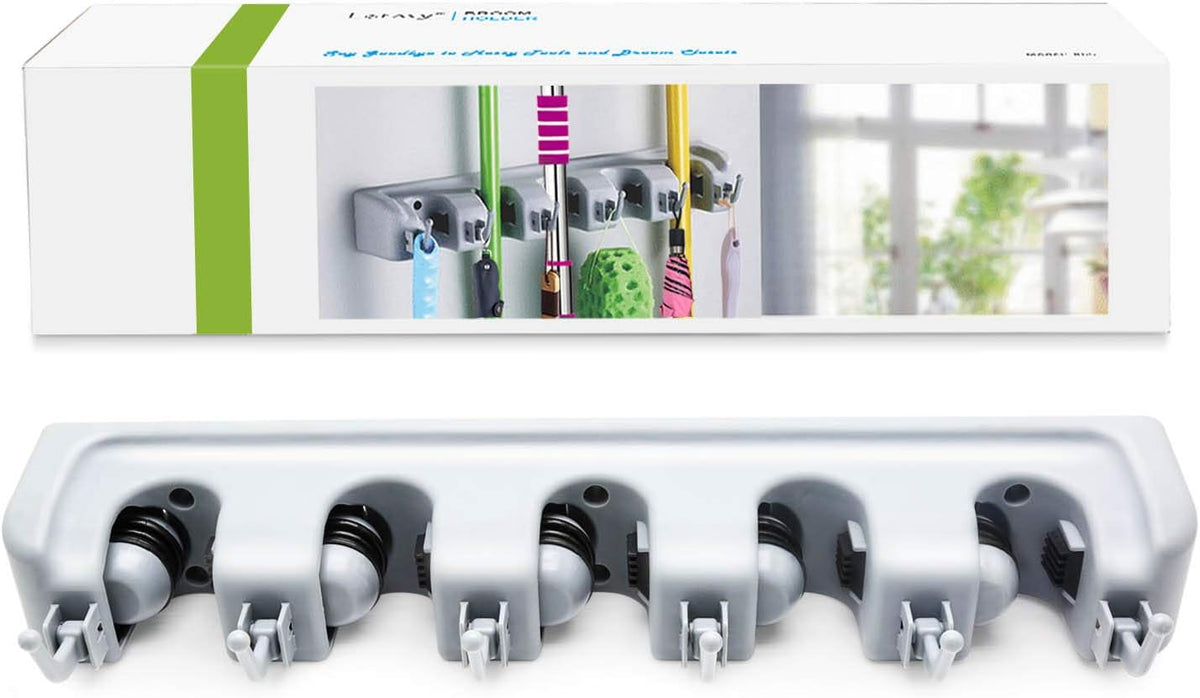 LETMY Broom Holder Wall Mounted - Mop and Broom Hanger Holder - Garage Storage Rack & Garden Tool