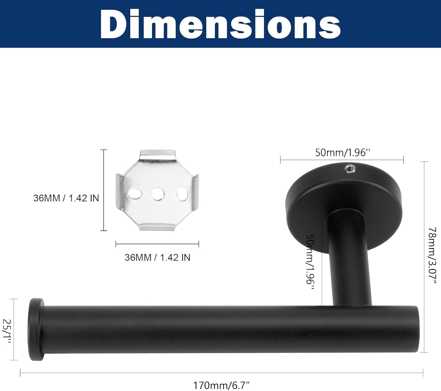 NearMoon Bathroom Toilet Paper Holder, Premium SUS304 Stainless Steel Rustproof Wall Mounted Toilet