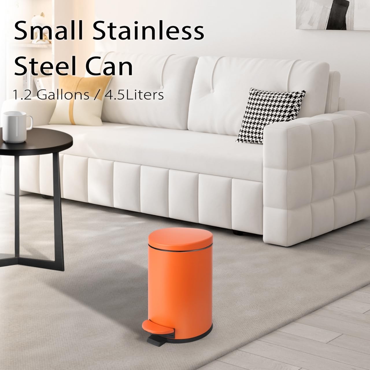 TIPGO Small Trash Can with Lid Soft Close, 4.5 Liters / 1.2 Gallon Bathroom Garbage Can, Mini Step