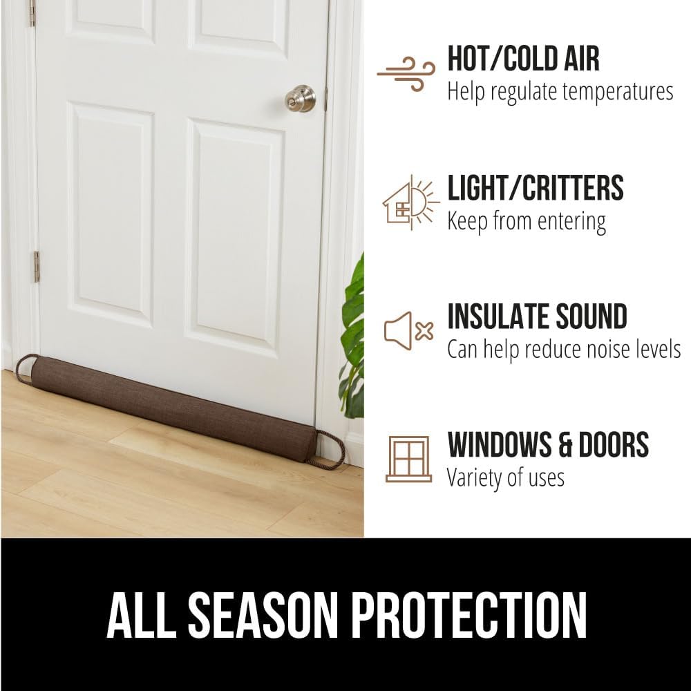 GORILLA GRIP Door Draft Stopper for Bottom of Doors, Weather Stripping Seal Blocks Hot Air, Noise