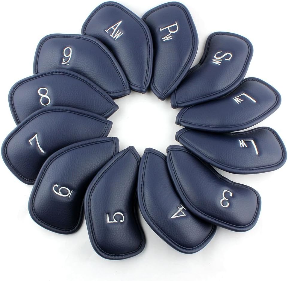 CRAFTSMAN GOLF 12pcs or 1pc Thick Synthetic Leather Golf Iron Head Covers Set Headcover Fit All