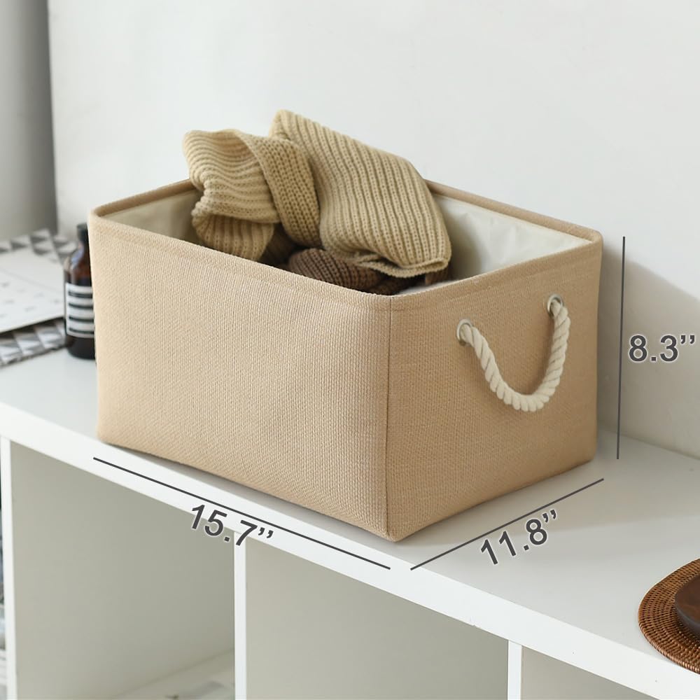TheWarmHome Organization and Storage Bin for Shelves - Large 3 Pack 16x12x8 inch Storage Basket for
