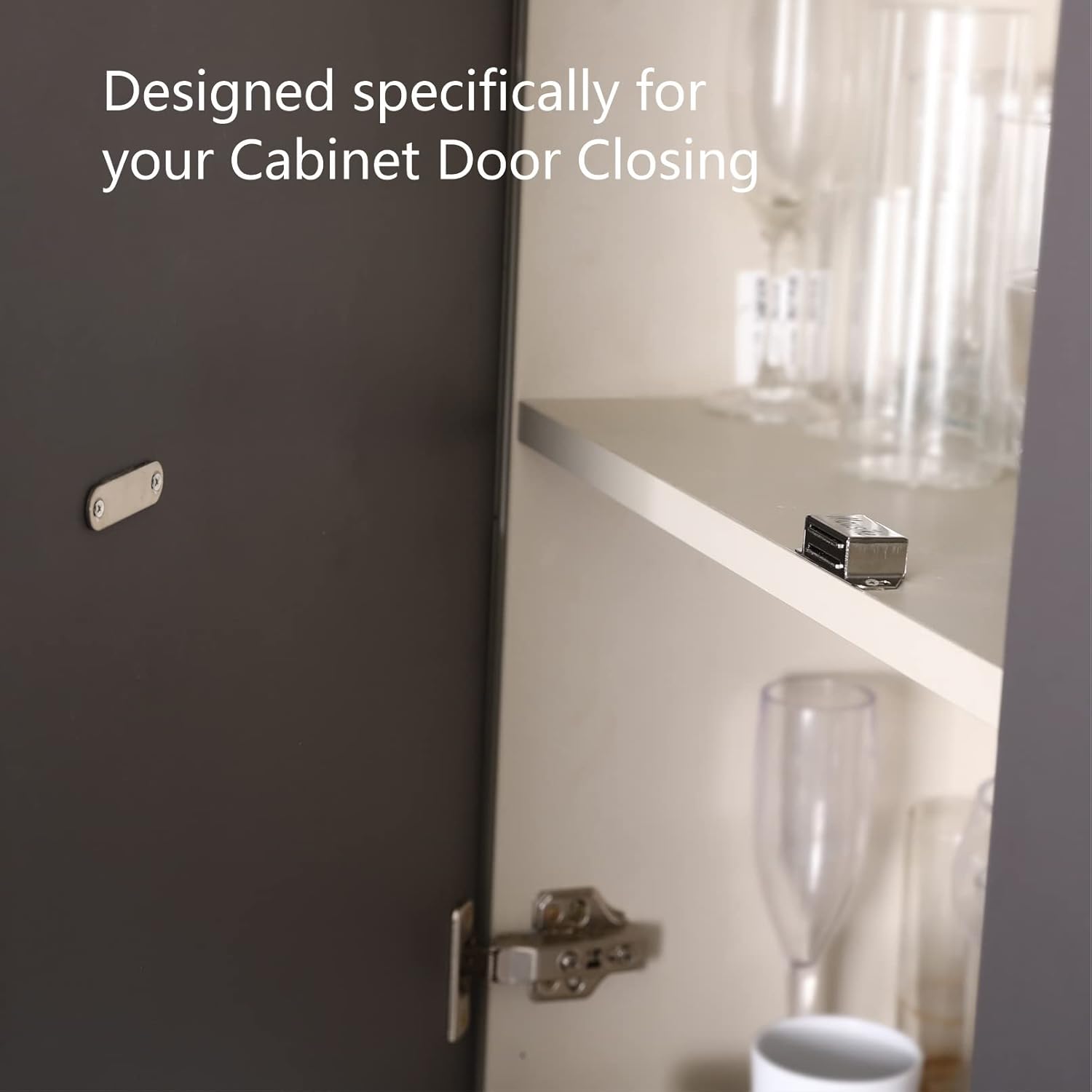 Mousike Cabinet Magnets 30lb Stainless Steel Magnetic Door Catch with Strong Magnetic for Kitchen