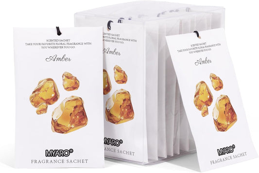 MYARO 12 Packs Amber Scented Sachets for Drawer and Closet, Long-Lasting Closet Sachet Bags Drawer