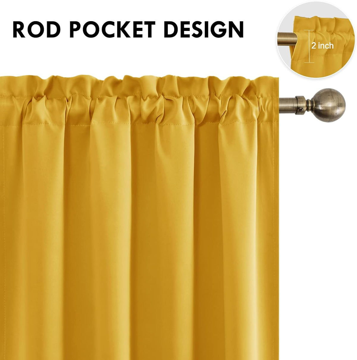 DWCN Yellow Room Darkening Blackout Curtains - Thermal Insulated Privacy Energy Saving Window