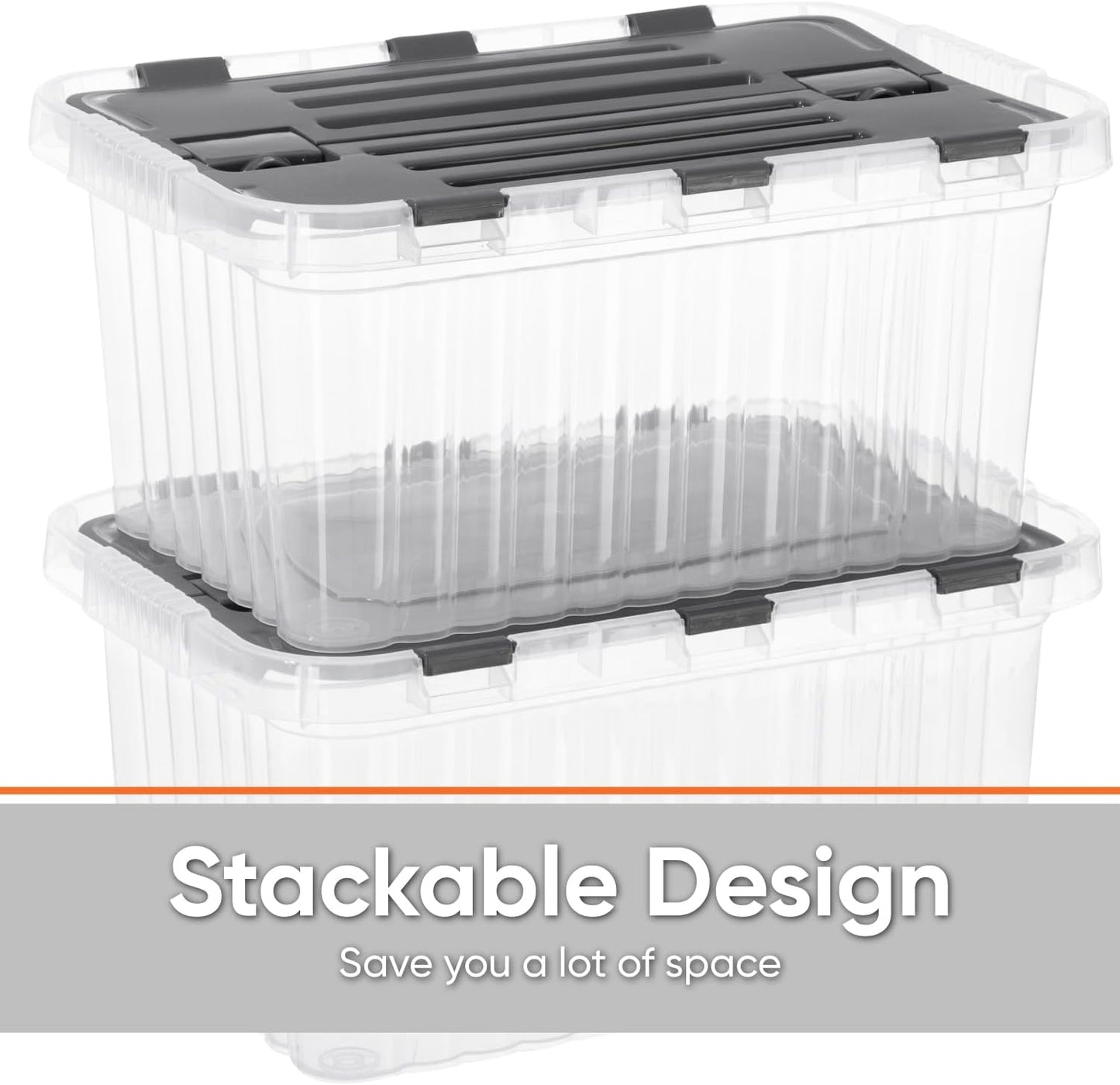 Superio Storage Bins with Lids, Clear Plastic Containers for Organizing, Stackable Totes, BPA Free