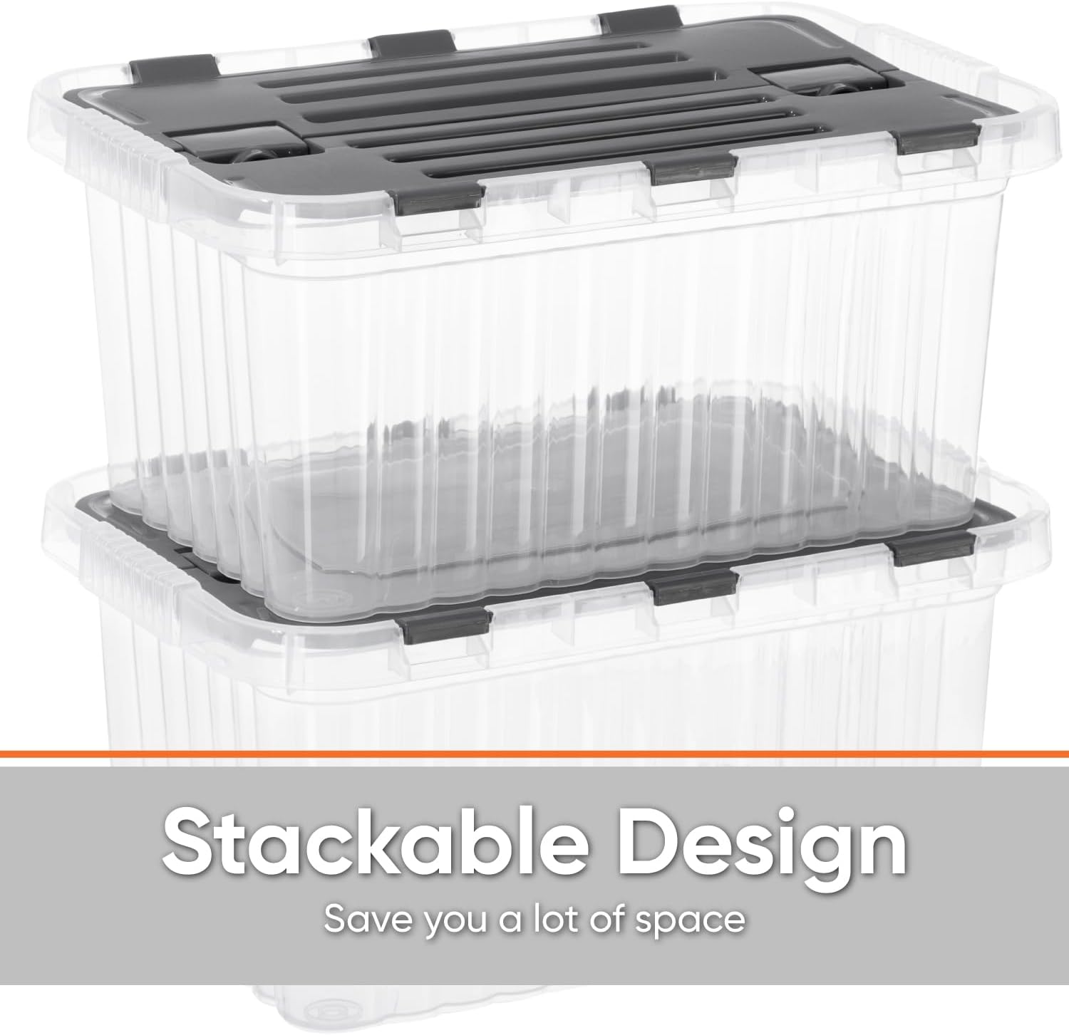 Superio Storage Bins with Lids, Clear Plastic Containers for Organizing, Stackable Totes, BPA Free