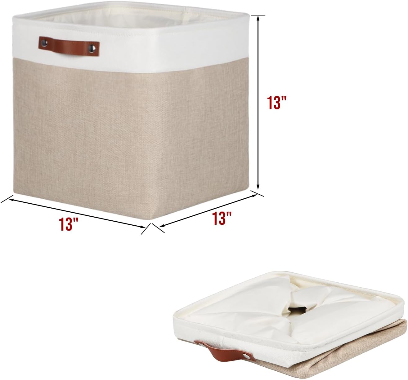 Univivi 4 PC 13 Inch Cube Storage Baskets with Hard Bottom for Shelves Foldable Storage Baskets for