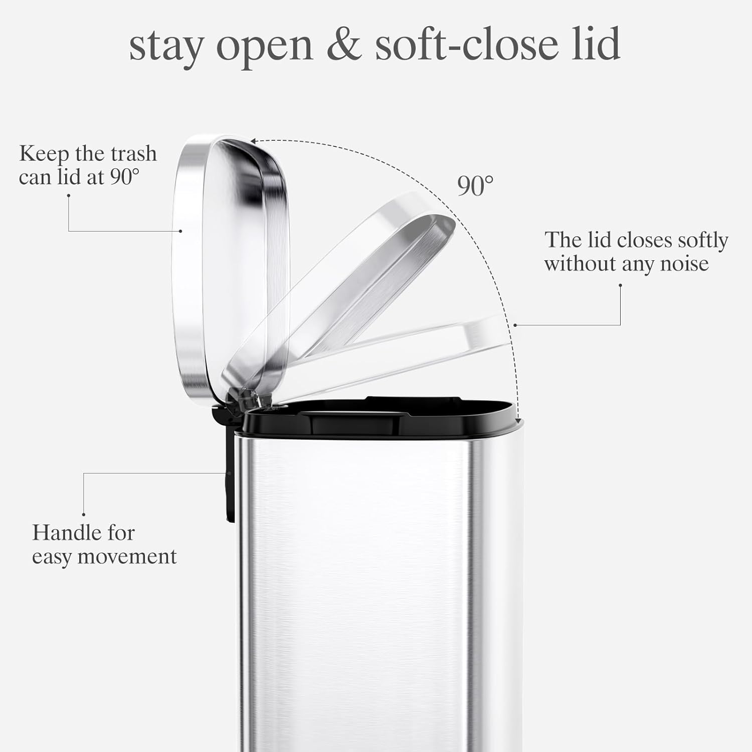 AthLike Trash Can, Stainless Steel Kitchen Garbage Can, Step Waste Bin with Hinged Lid and