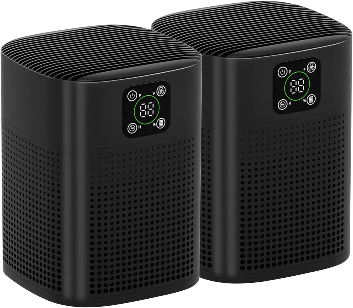 2 Pack Air Purifiers For Home Bedroom, Honeyuan H13 HEPA Air purifier with 360°Air Intake, Coverage