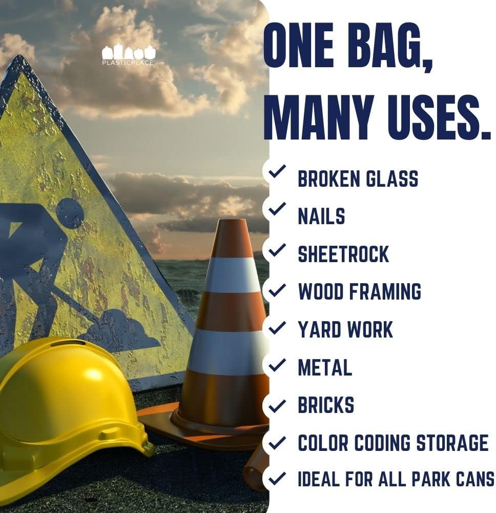 Plasticplace 55-60 gallon Trash Bags │ 1.2 Mil │ Orange Heavy Duty Garbage Can Liners │ 38” x 58”