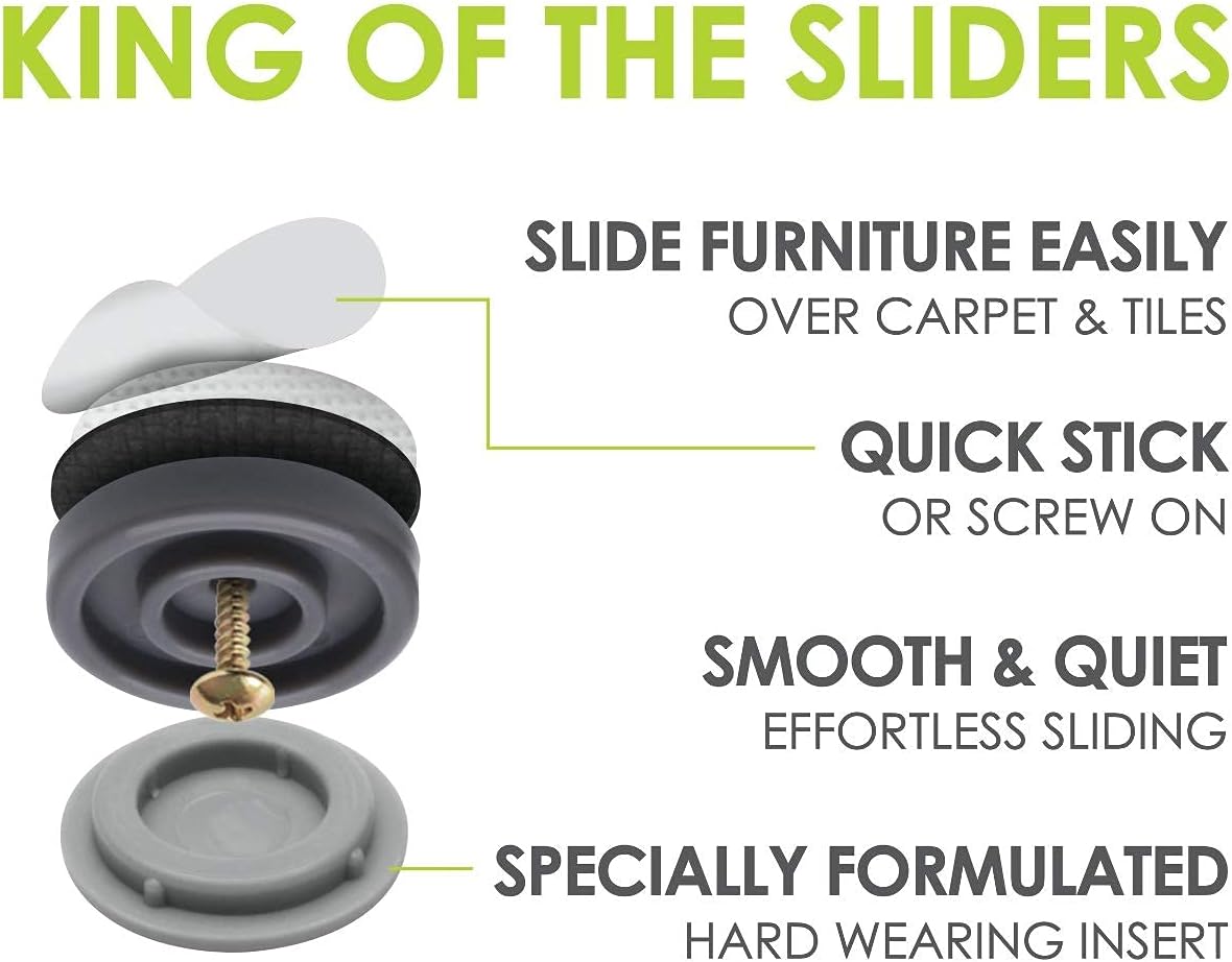 GorillaGlides CB323 1-1/4 Inch Furniture Sliders/Chair Glide Floor Protectors (Set of 8 Glides)