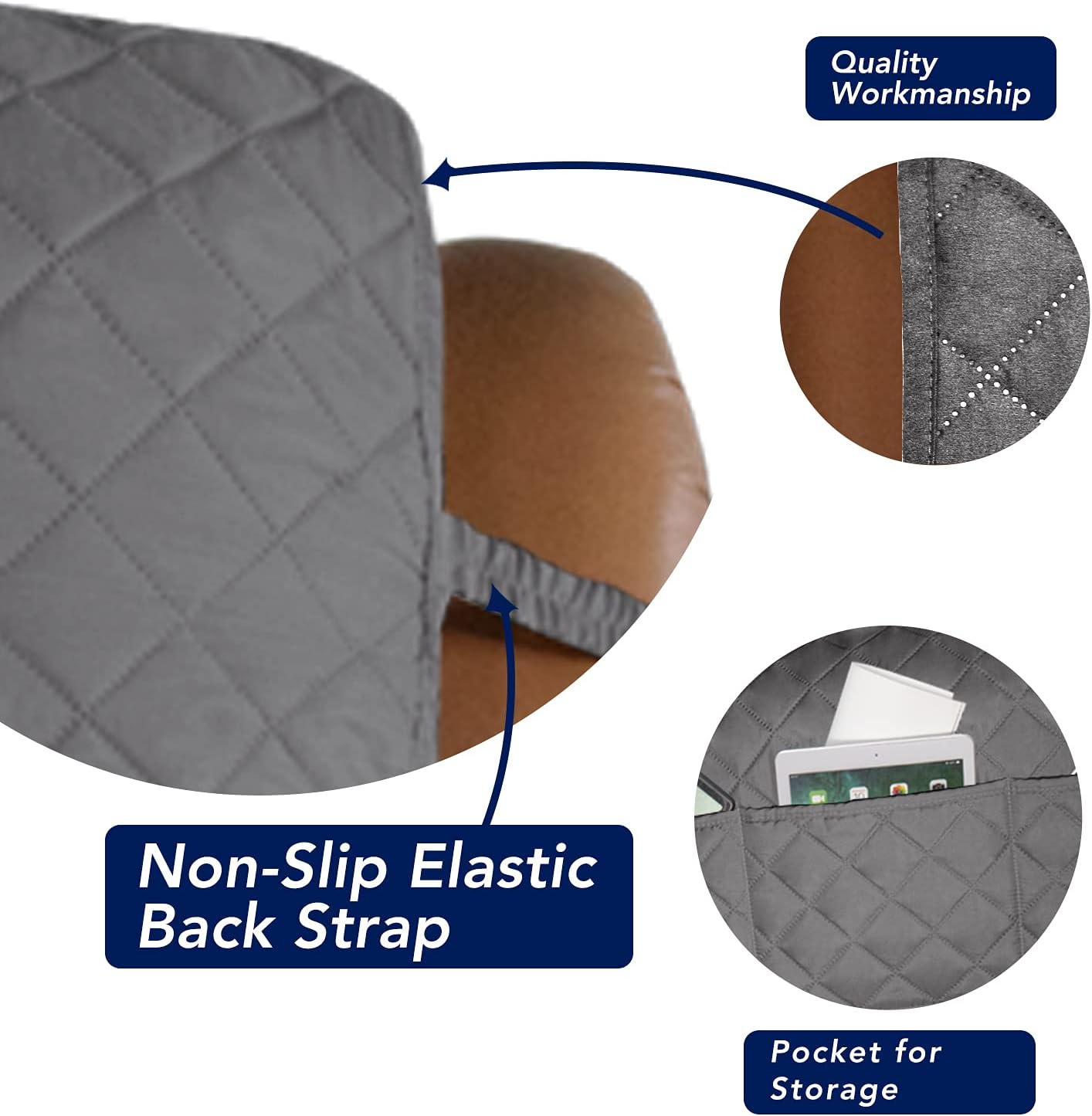 PureFit Reversible Quilted Sofa Cover, Water Resistant Slipcover Furniture Protector, Washable