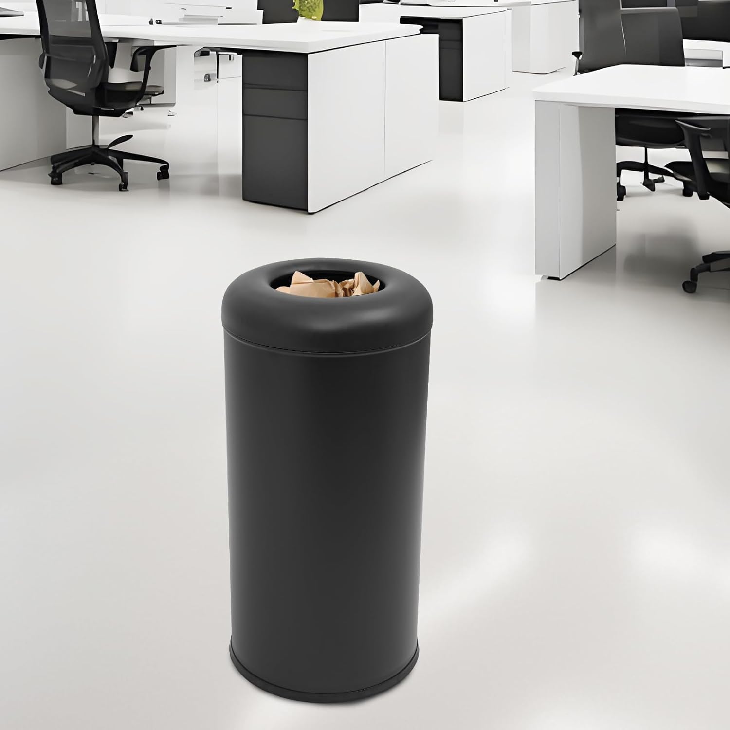 58.6 Liter / 15.48 Gallon Commercial Open Top Trash Can White Stainless Steel Trash Can Outdoor