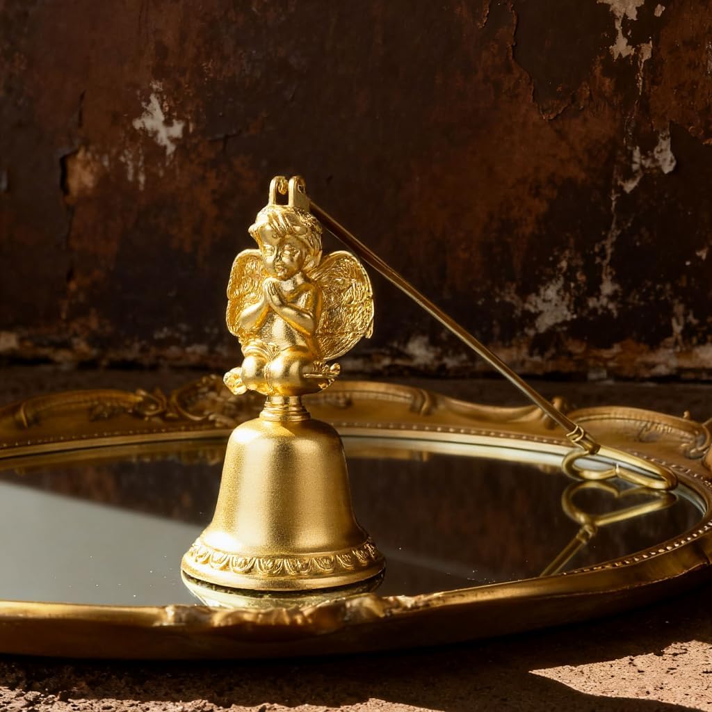 Golden Angel Candle Snuffer, Metal Candle Extinguisher with Praying Angel Design, Ideal for Home