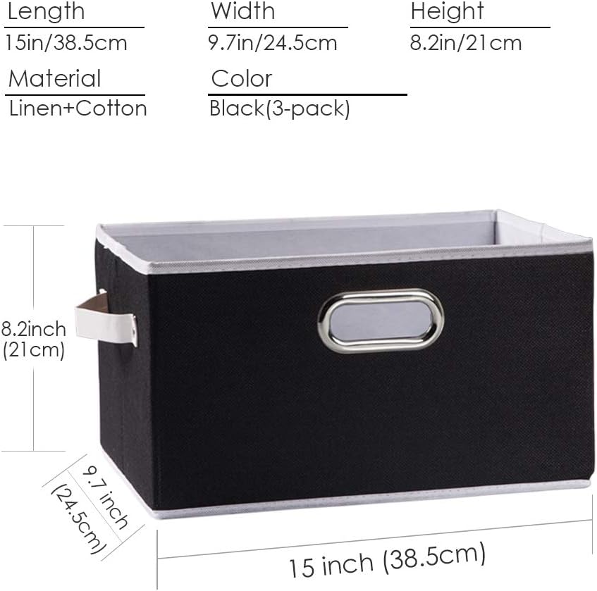 PRANDOM Large Collapsible Storage Bins for Closet [3-pack] Decorative Fabric Storage Baskets Cubes