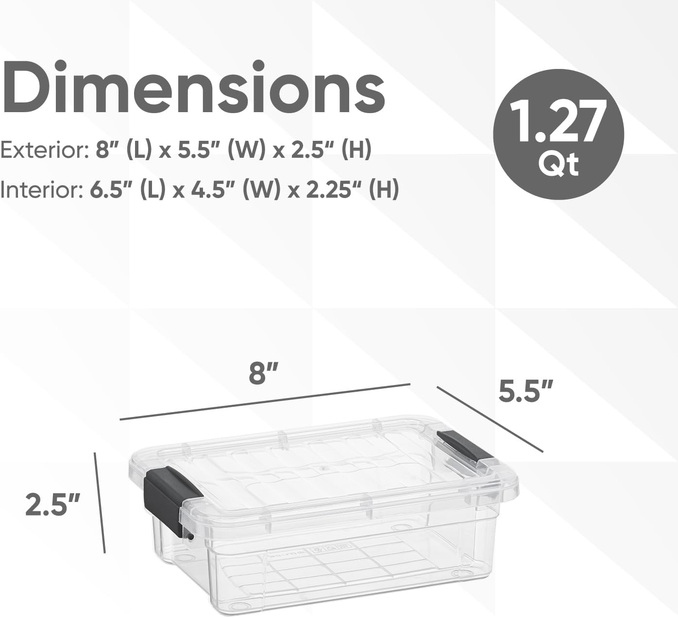 Superio Clear Storage Boxes with Lids, 1.27 Quart Plastic Container Bins for Organizing, Stackable
