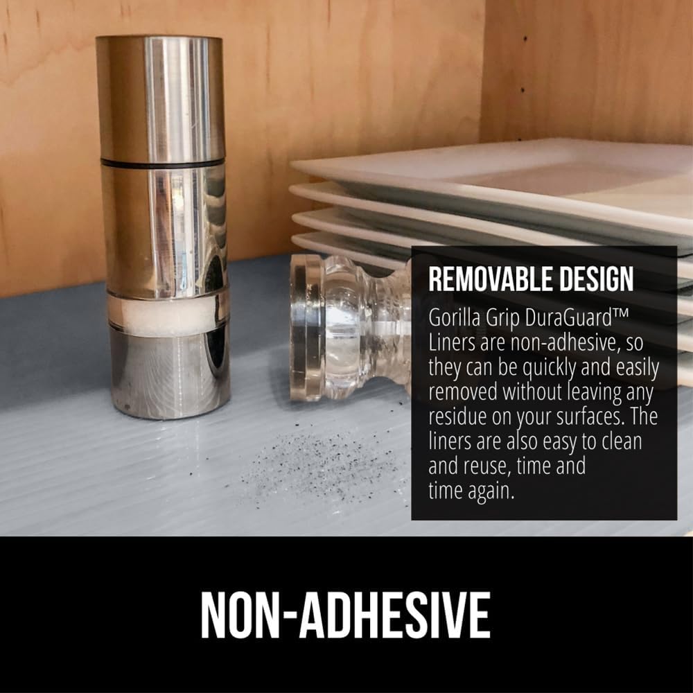 GORILLA GRIP DuraGuard Shelf Liner, 17.5x20 Non-Adhesive Cabinet Liners for Kitchen Drawers