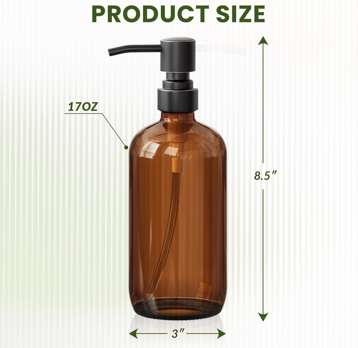 AmazerBath Amber Glass Soap Dispensers, 2 Glass Amber Pump Bottles, 17 Oz Dish Soap Dispenser