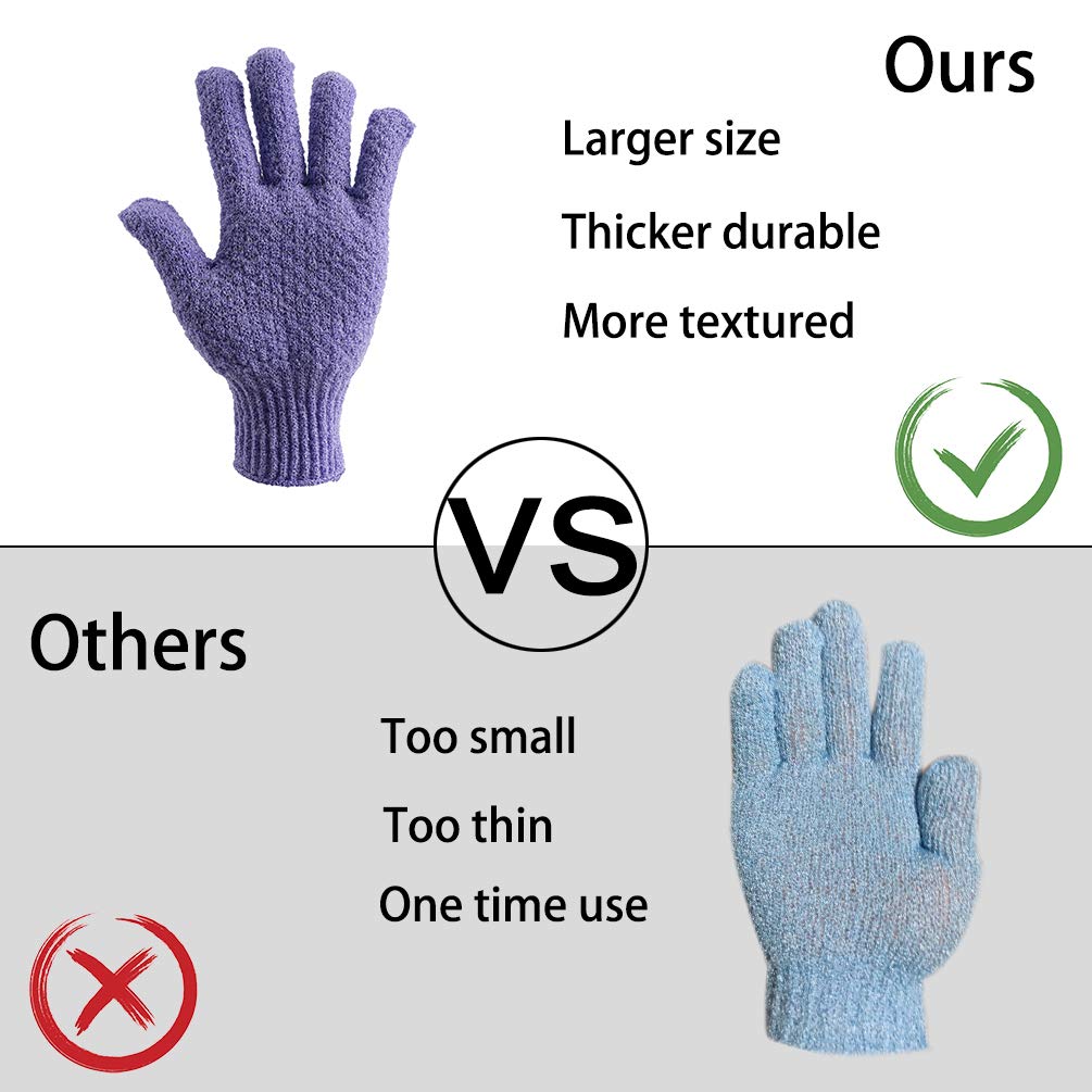 Bath Exfoliating Gloves Scrub - 4 pcs(2 pairs) Lengthened and Large Exfoliating Scrubbing Gloves