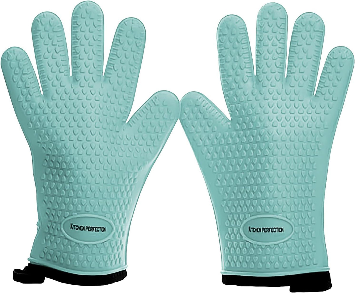 KITCHEN PERFECTION Silicone Smoker Oven Gloves -Extreme Heat Resistant BBQ Gloves -Handle Hot Food