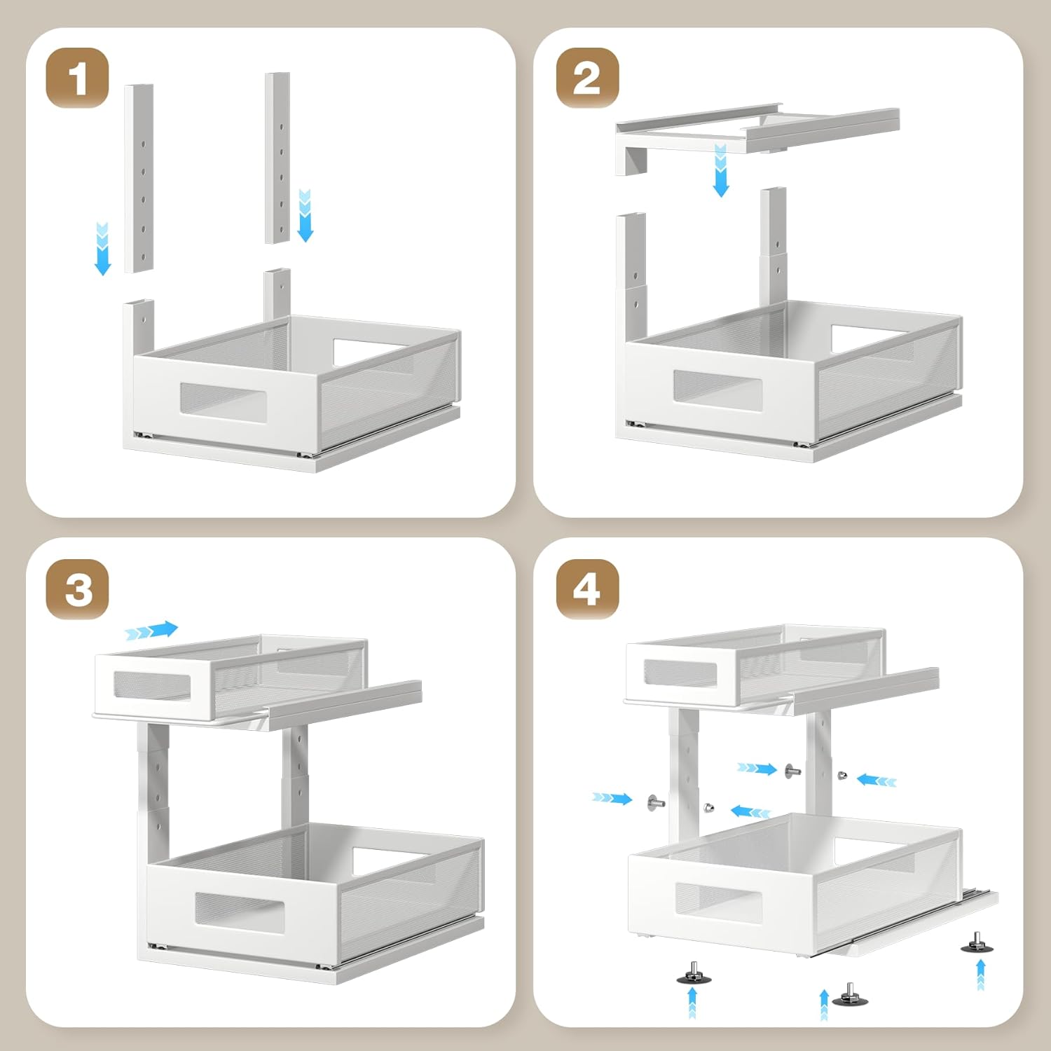 2 Pack Under Sink Organizer With Next-Gen Ball-Bearing Slides,2-Tier Pull Out Cabinet
