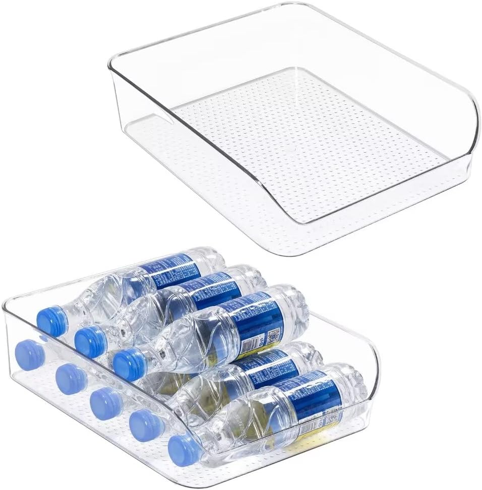 Ettori 2 Pack Water Bottle Organizer Refrigerator Organizer Bins and Clear Storage Bins for Fridge