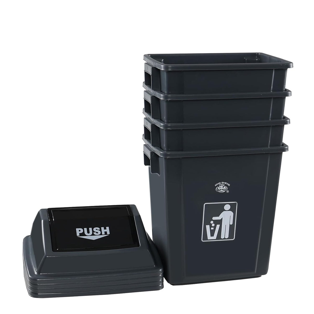 6 Gallon Plastic Swing Top TrashBin/Garbage Can, Lidded Wastebasket Trash Can for Kitchen, Garage