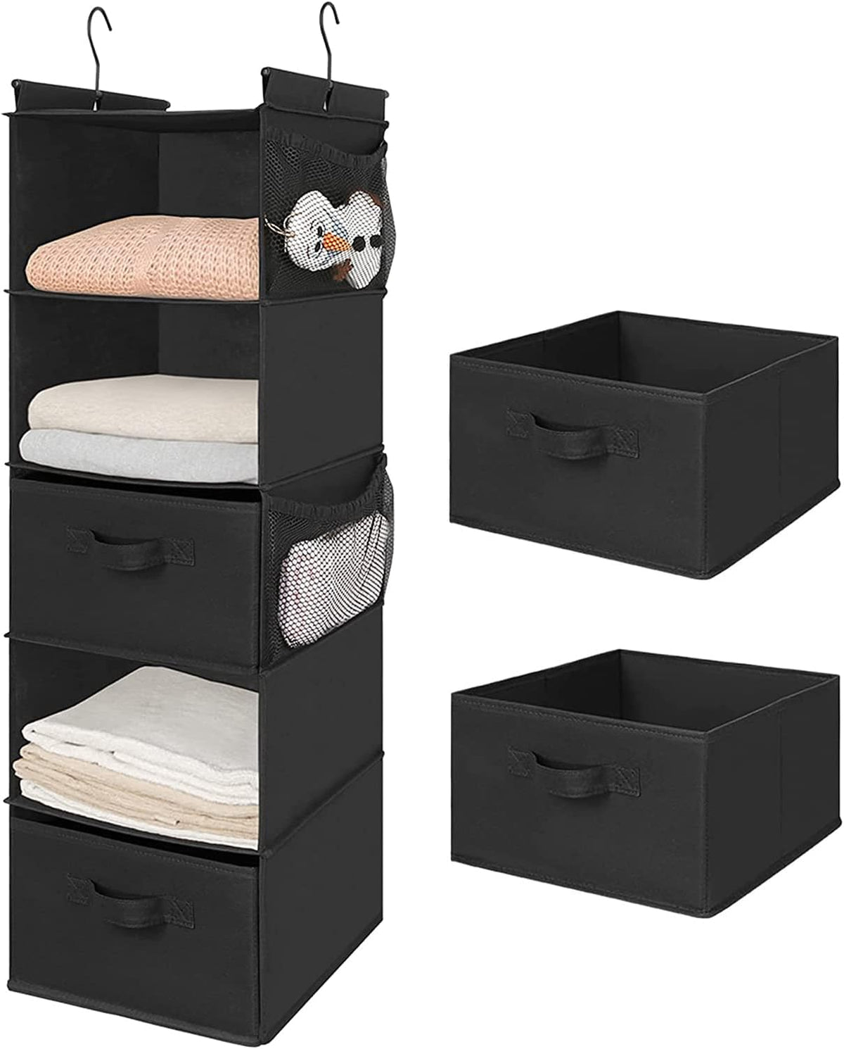 MAX Houser 5 Tier Shelf Hanging Closet Organizer, Cloth Hanging Shelf with 2 Sturdy Hooks for