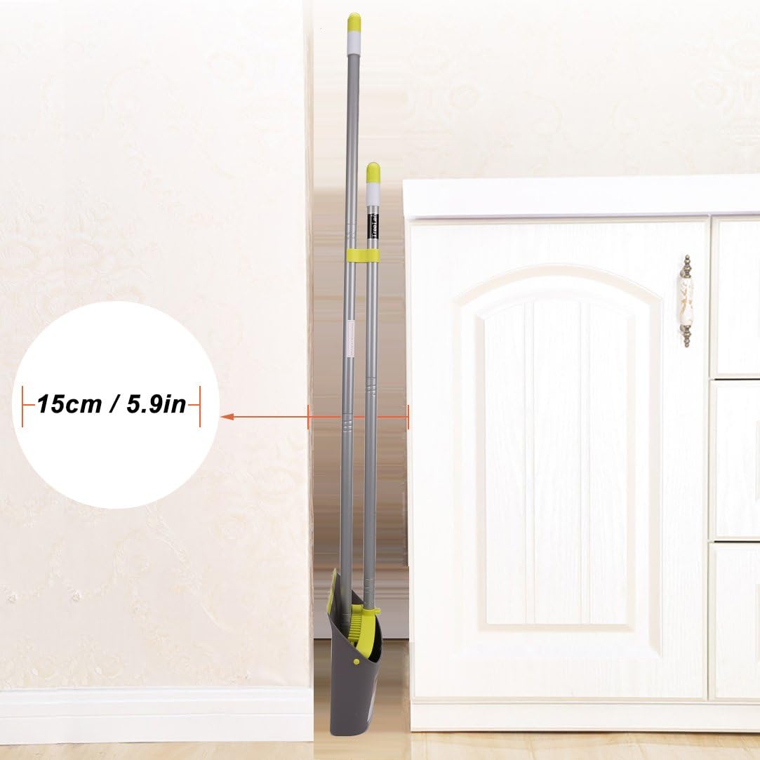 TreeLen Broom and Dustpan Set, TreeLen Broom with Dust Pan with Long Handle Combo Set for Office