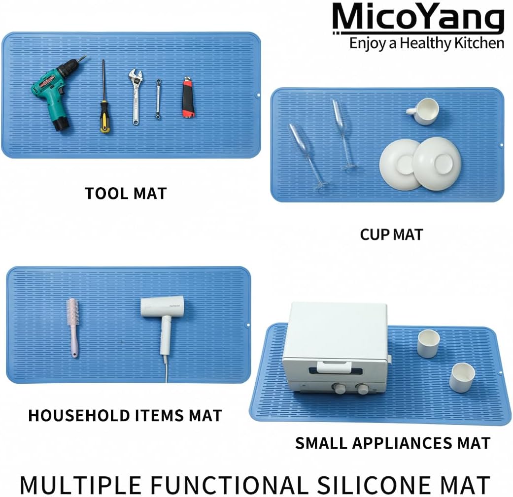 Silicone Dish Drying Mat for Multiple Usage,Easy clean,Eco-friendly,Heat-resistant Silicone Mat for